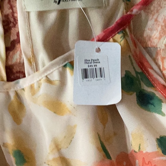 Size 3X Haptics by Holly Harper Plus Peach Floral Dress - Picture 7 of 10